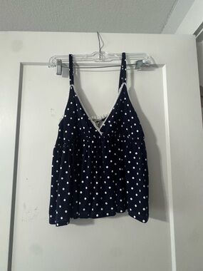 T.J.Maxx Navy Polka Dot Lace-Trim V-Neck Camisole